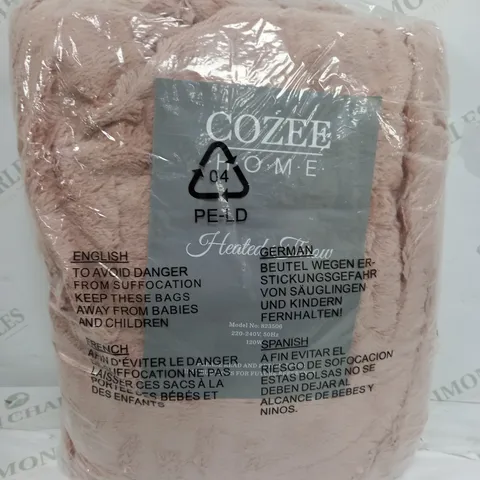 COZEE HOME VELVET SOFT HEATED BLANKET IN PINK