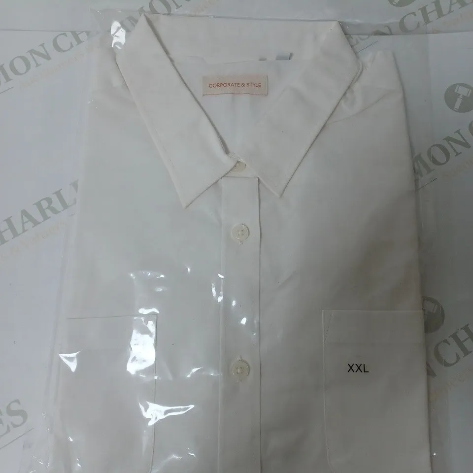 SEALED SET OF 5 BRAND NEW CORPORATIVE STYLE WHITE WOMENS SHIRT WITH ROLL UP SLEEVES- XXL