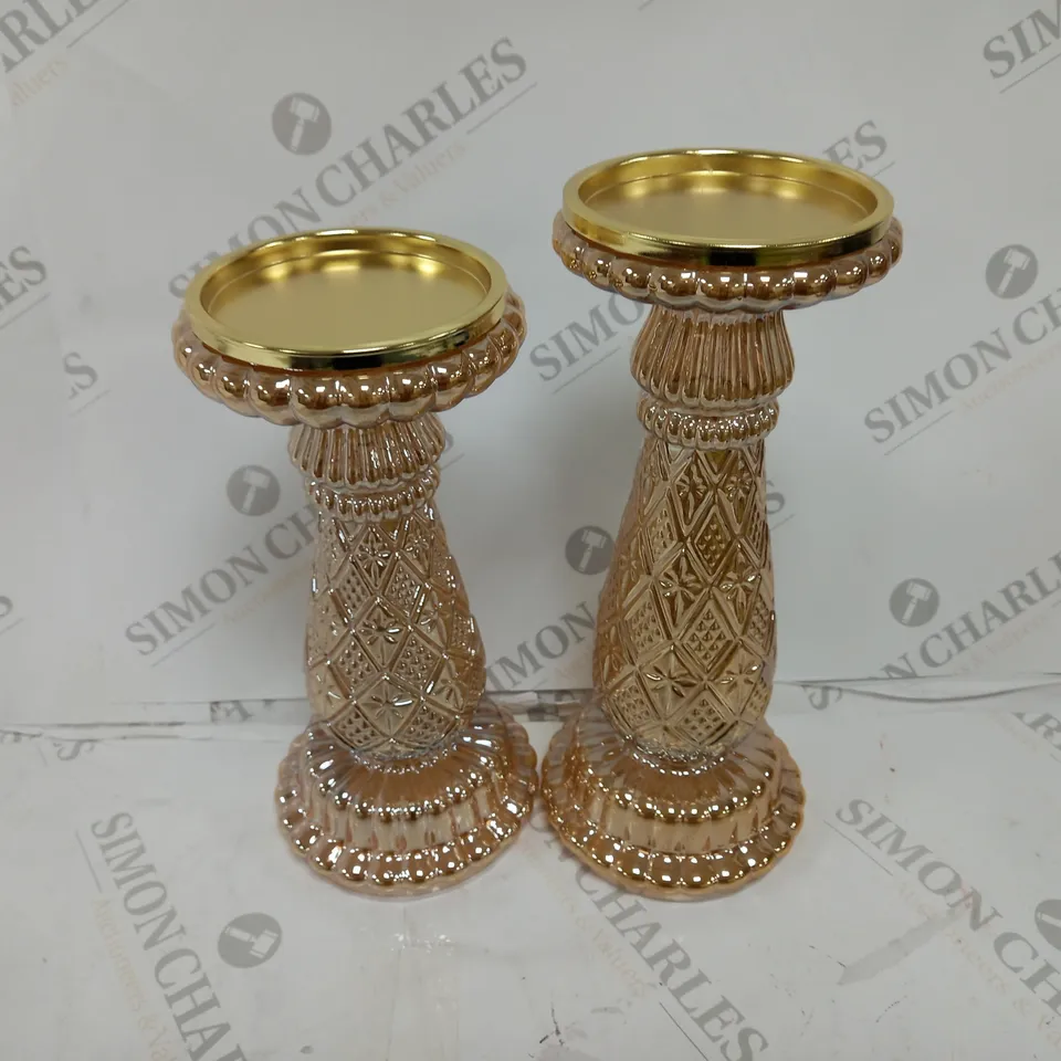 ALISON CORK SET OF 2 PRE-LIT GLASS CANDLE HOLDERS