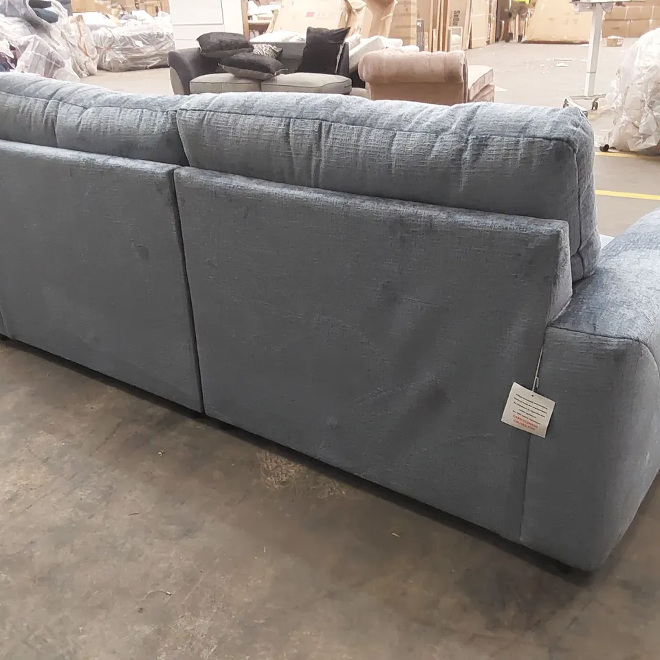 QUALITY DESIGNER MELROSE FABRIC 4 SEATER SOFA - BLUE