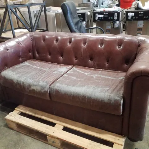 2 SEATER SOFA - BROWN FAUX LEATHER