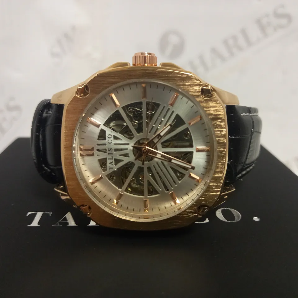 TALIS CO PART SKELETON LEATHER STRAP WATCH RRP £575