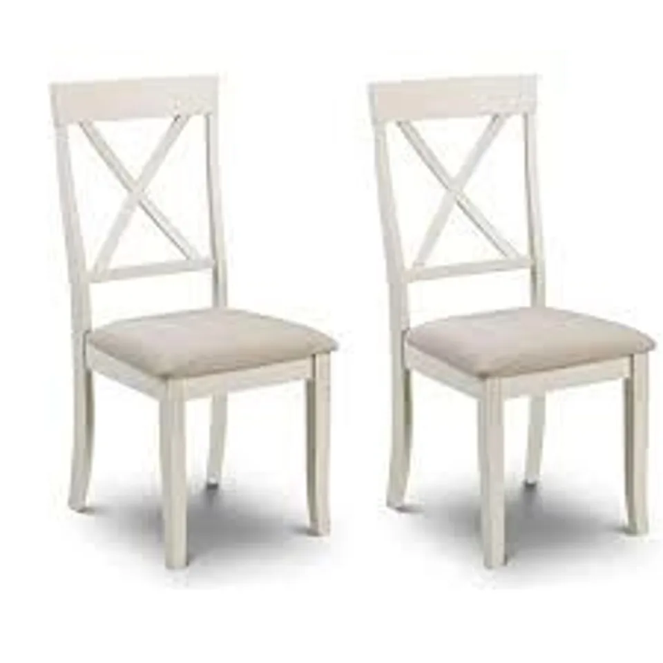 BOXED PAIR OF DESIGNER DAVENPORT DINING CHAIRS WHITE/GREY