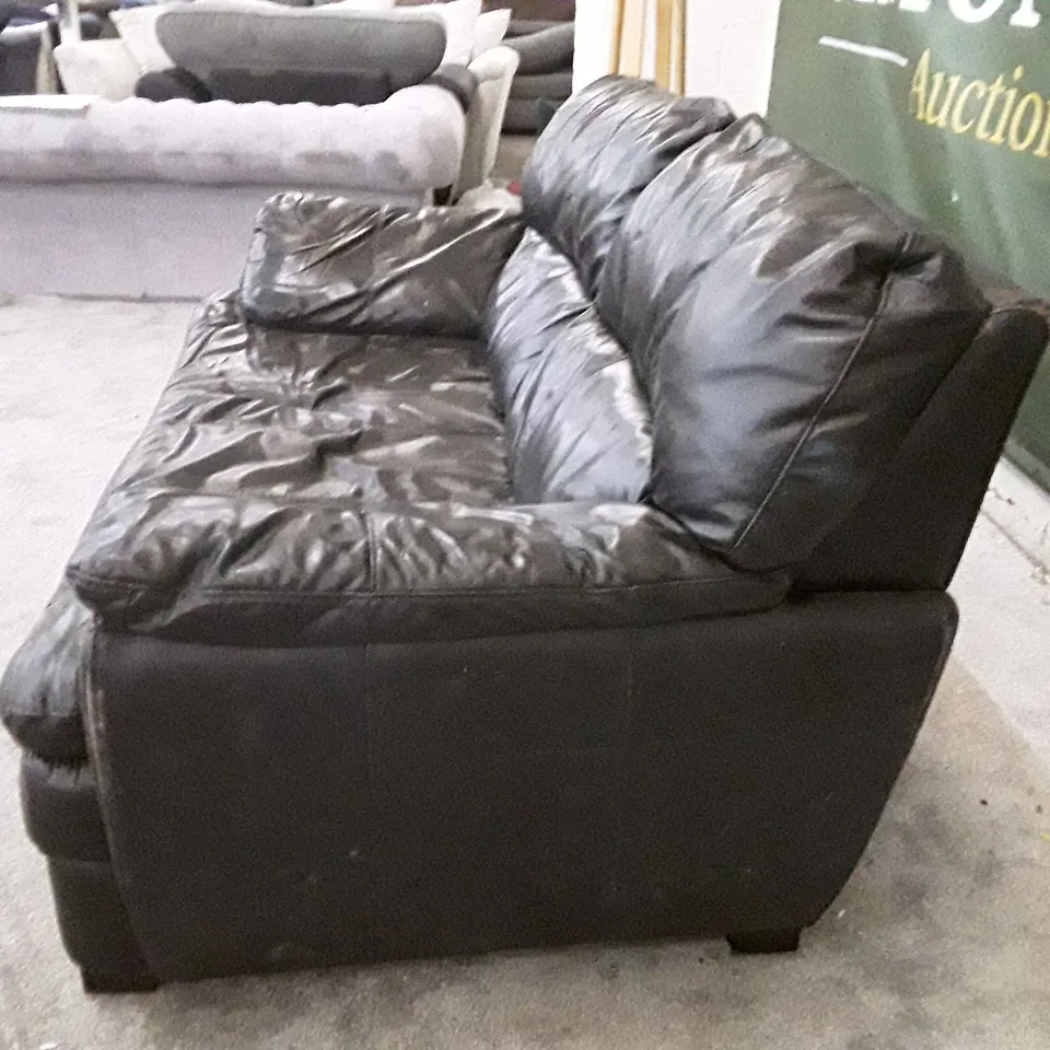 QUALITY DESIGNER 2 SEATER SOFA - DARK BROWN LEATHER 