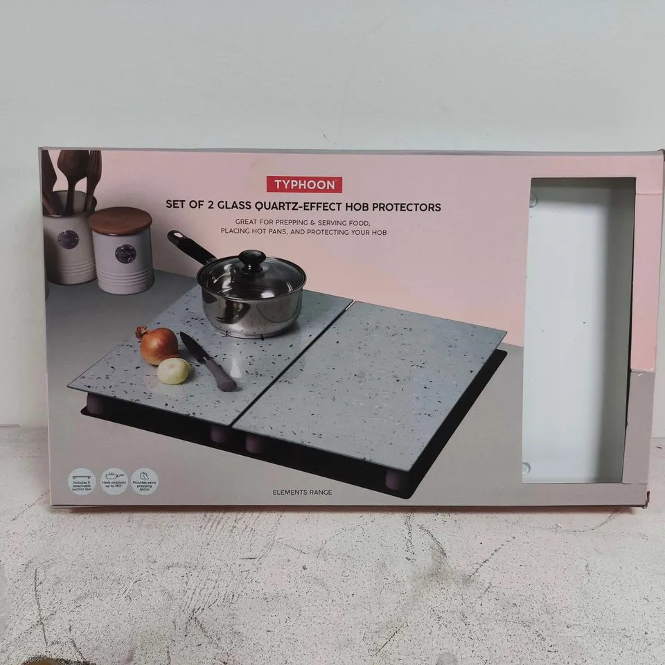 TYPHOON ELEMENTS SET OF 2 QUARTZ-EFFECT HOB PROTECTORS - COLLECTION ONLY - GLASS