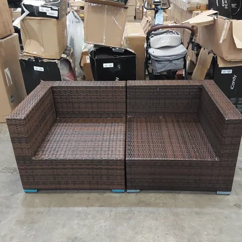 DESIGNER 2-PIECE BROWN RATTAN PATIO/GARDEN SOFA