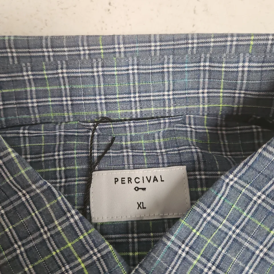 PERCIVAL BOXY CROPPED LONG SLEEVE SHIRT – COTTON, BLUE CHECK, XL