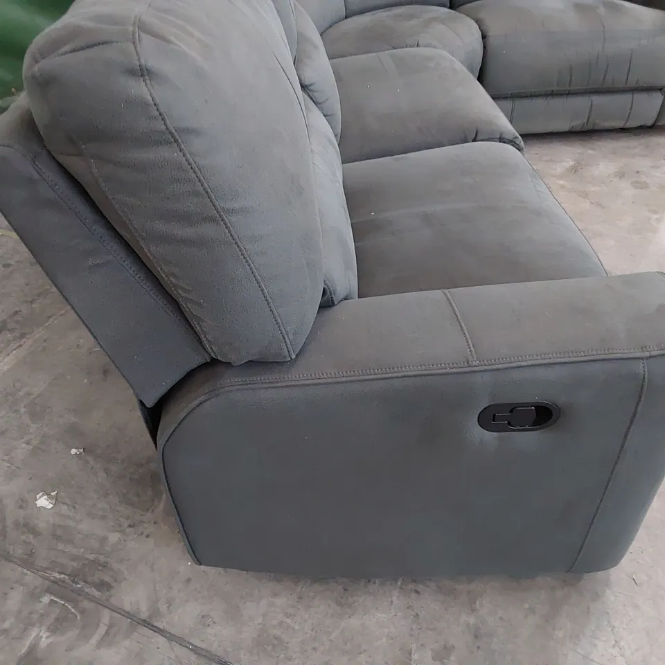DESIGNER MANUAL RECLINING LARGE CORNER GROUP GREY MACAU FABRIC 