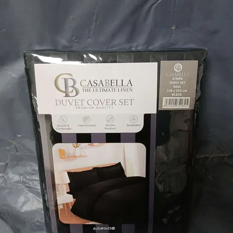 CASABELLA STRIPE DUVET COVER SET IN BLACK - KING