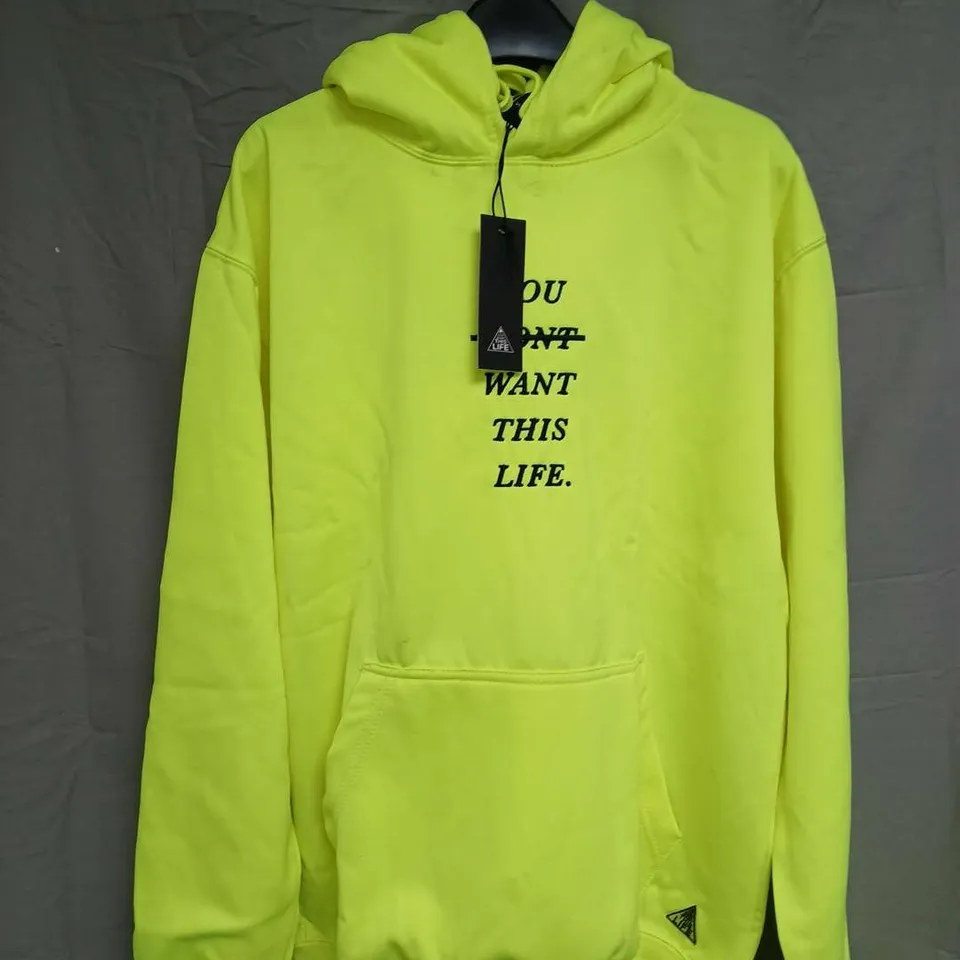 YOU DON'T WANT THIS LIFE LIMITED EDITION REDLINE HOODIE – NEON YELLOW, SIZE S