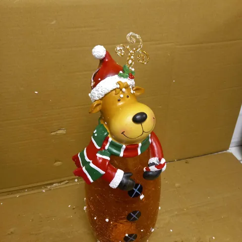 FESTIVE PRE-LIT LARGE GLASS CHRISTMAS CHARACTER - REINDEER