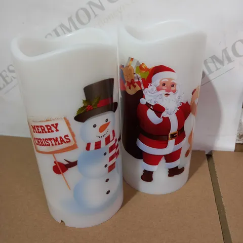 15CM SET 2 SANTA/SNOWMAN PROJECTOR CANDLE