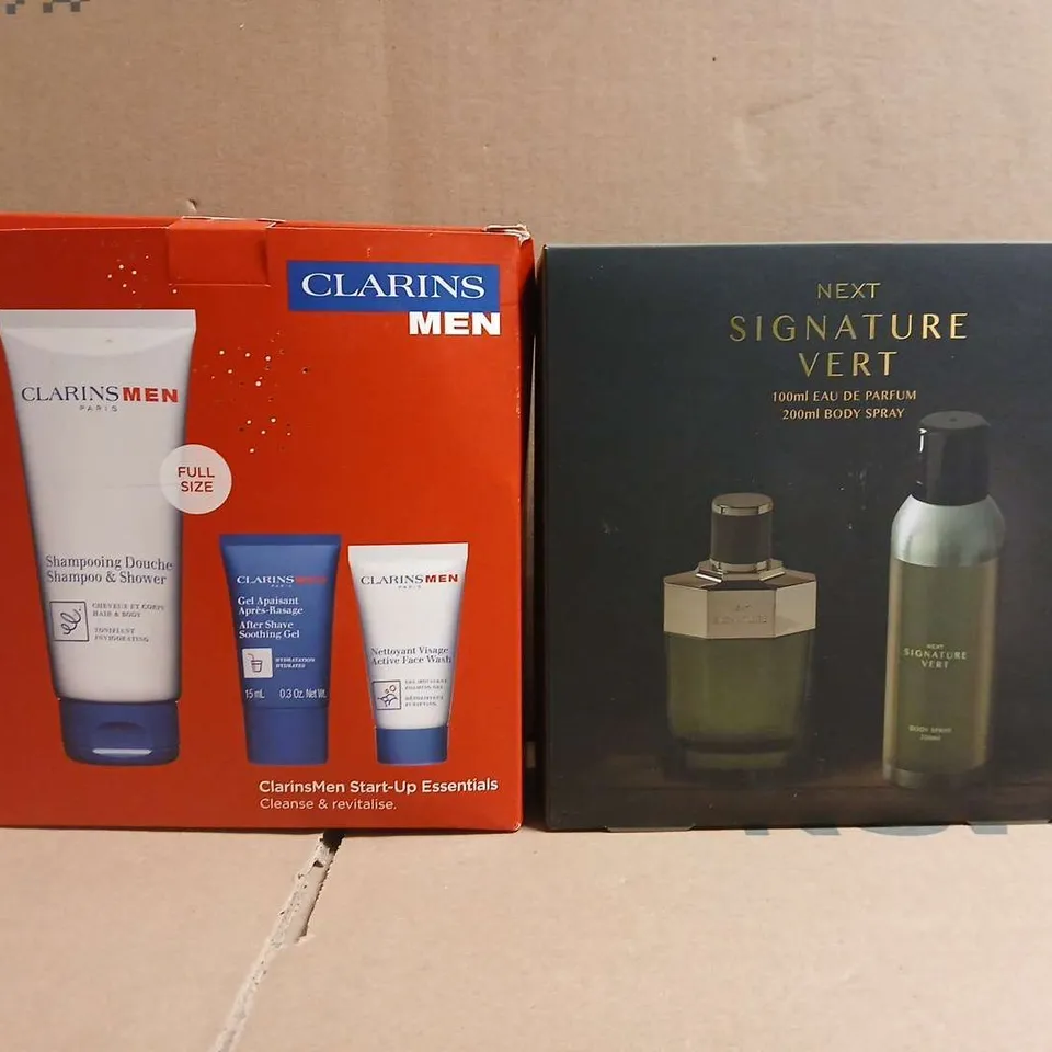 BOX OF APPROXIMATELY 12 ASSORTED COSMETIC BOX SETS TO INCLUDE CLARINS, ETC - COLLECTION ONLY