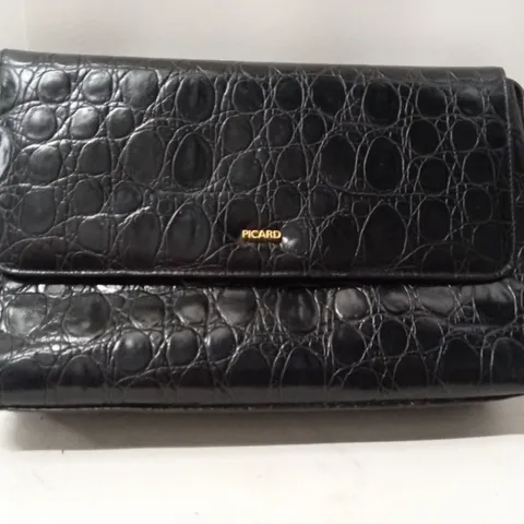 PICARD CROCODILE-EFFECT LEATHER WALLET – BLACK