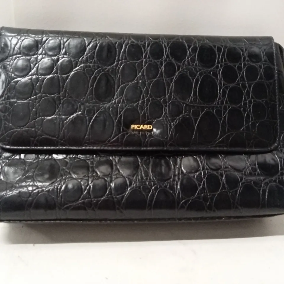 PICARD CROCODILE-EFFECT LEATHER WALLET – BLACK