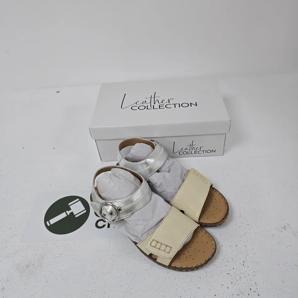 LEATHER COLLECTION NATASHA SANDALS – BEIGE, UK 8
