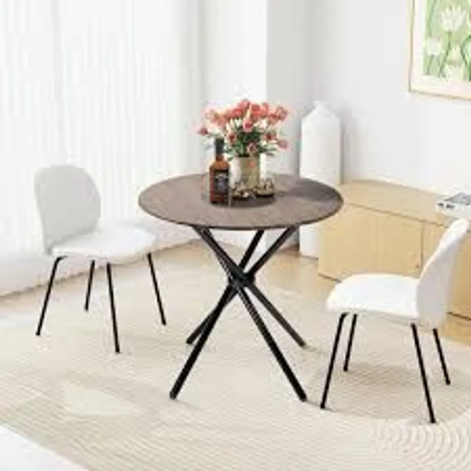 BOXED FONTANA KD 80CM OAK TABLE - BROWN/BLACK (1 BOX)