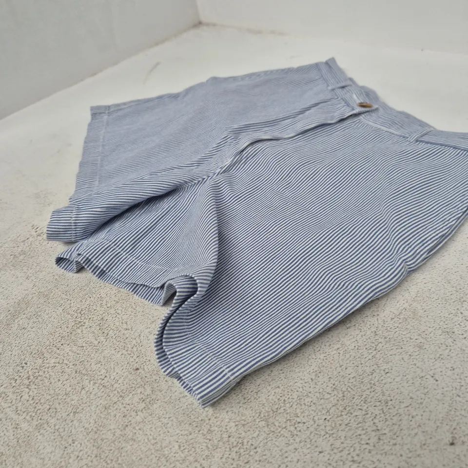 JOIE DE VIVRE WOMEN'S BLUE & WHITE STRIPE COTTON SHORTS, UK SIZE 10