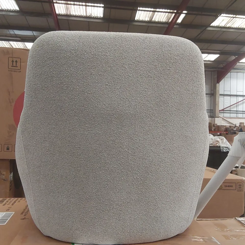 BOXED DANETTI CLEO SWIVEL DINING CHAIR - LIGHT GREY TEXTURED BOUCLE AND BLACK METAL