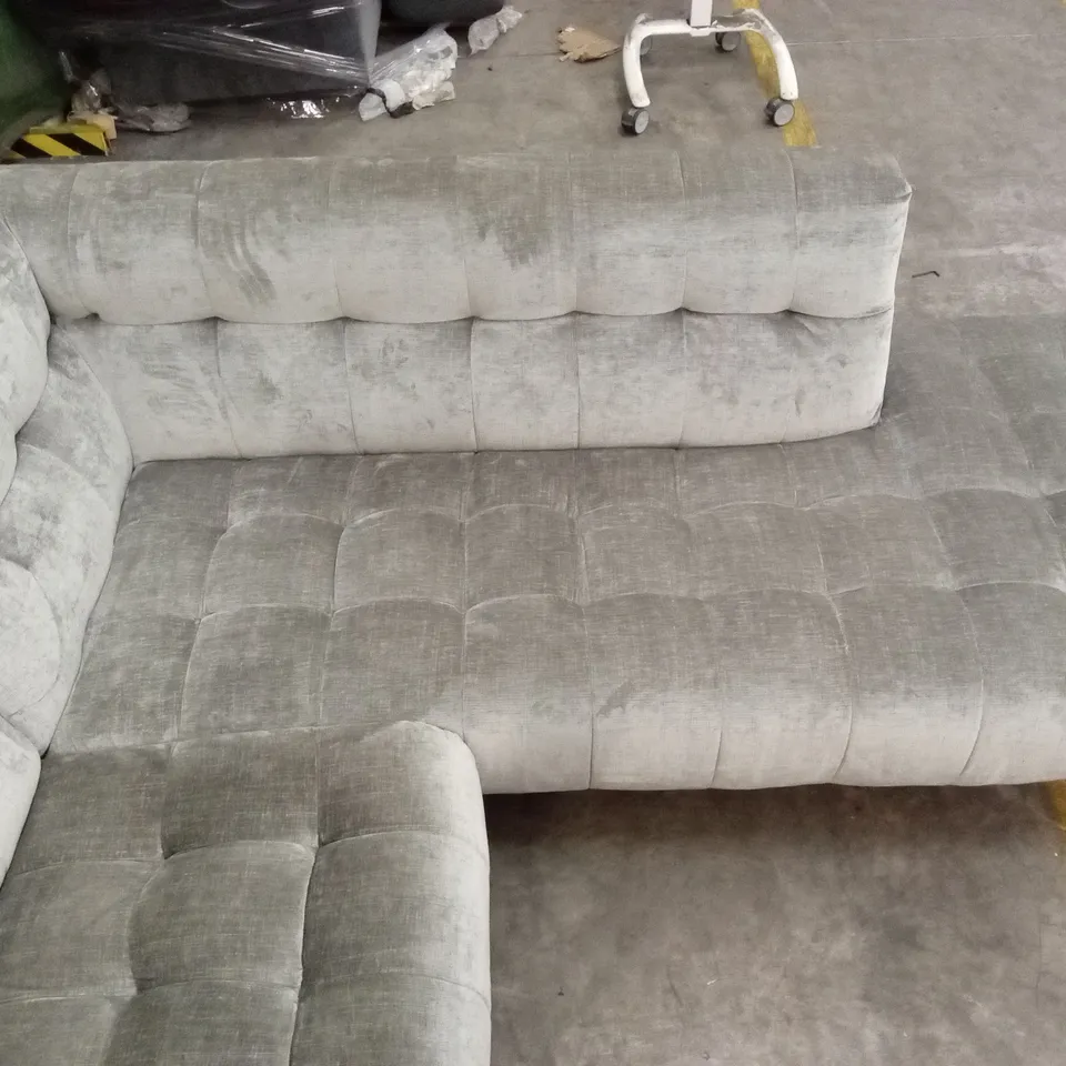QUALITY DESIGNER MONTREAL GREY VELVET CORNER GROUP SOFA