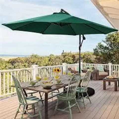 BOXED YAHEETECH 289CM CANTILEVER PARASOL - DARK GREEN (1 BOX)