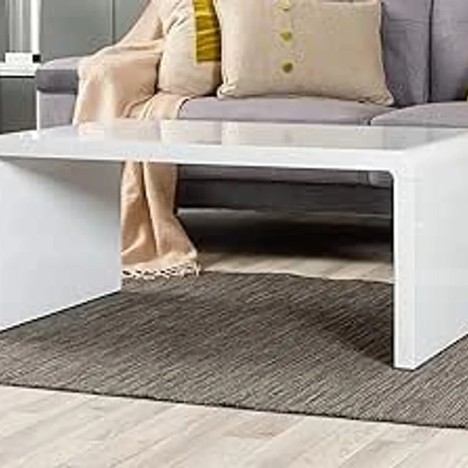 BOXED ENZO RECTANGULAR WHITE HIGH GLOSS COFFEE TABLE (1 BOX)