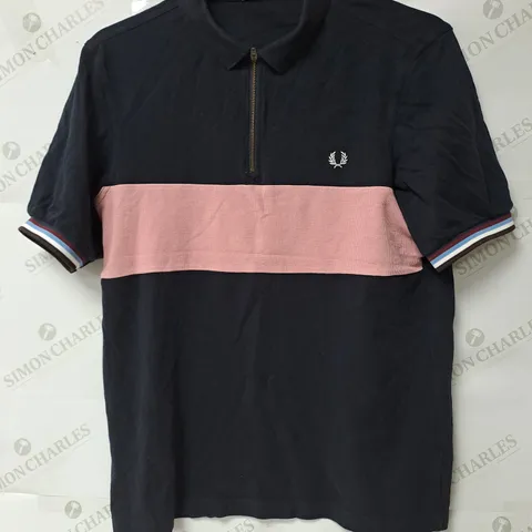 FRED PERRY ZIP UP METAL POLO SHIRT - LARGE