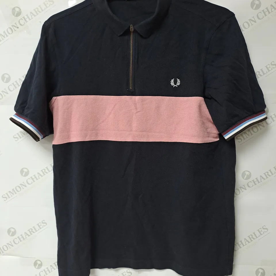 FRED PERRY ZIP UP METAL POLO SHIRT - LARGE