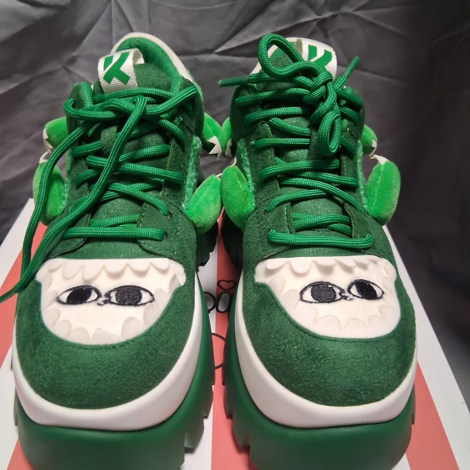 BRAND NEW BOXED KETNIPZ X KOI BEANZILLA PLATFORM TRAINERS GREEN SIZE 3