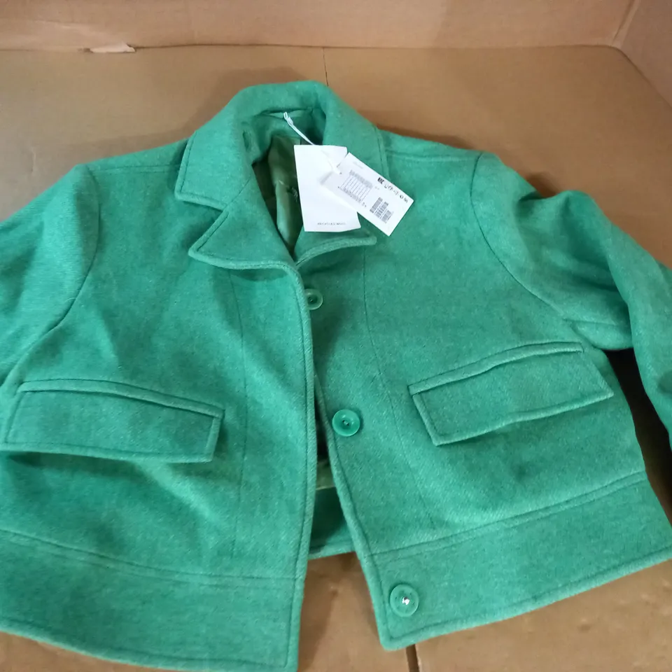 COS GREEN BUTTON UP COAT - UK 6