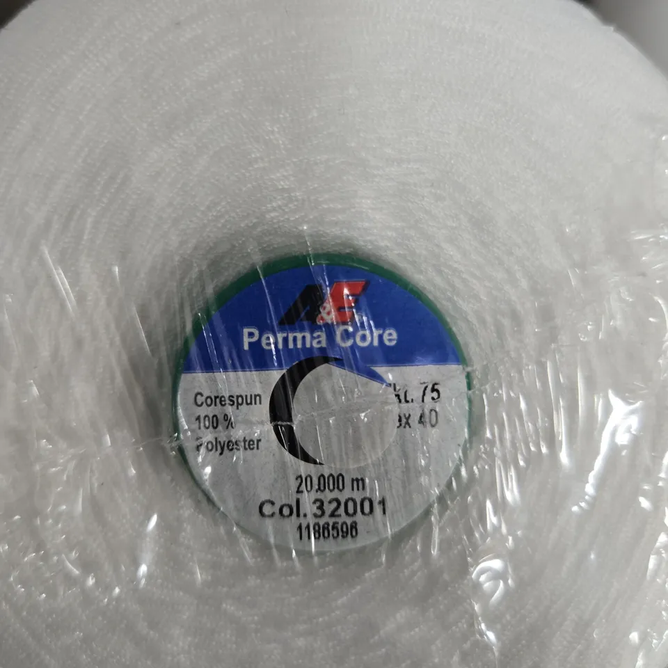 Perma Core Polyester Sewing Thread, White – 2 spools (Col 32001), 20,000 m each
