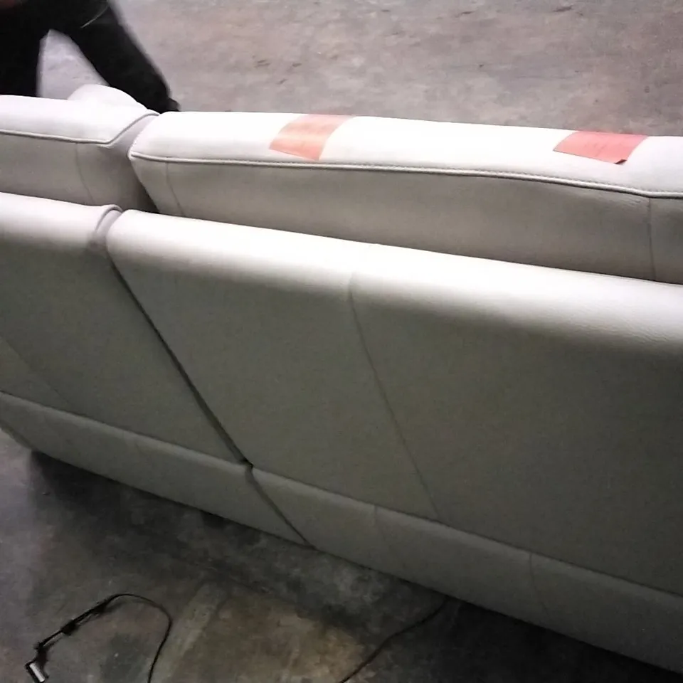 QUALITY ITALIAN DESIGNER PLUTONE POWER RECLINER SOFA IN WHITE GREY LEATHER
