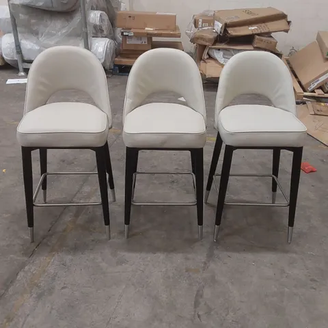 SET OF 3x DANETTI CLOVER NATURAL FAUX LEATHER BAR STOOLS