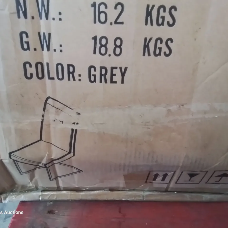 BOXED PAIR OF DESIGNER UPHOLSTERED DINING CHAIRS GREY FAUX SNAKESKIN ON METAL FRAME 