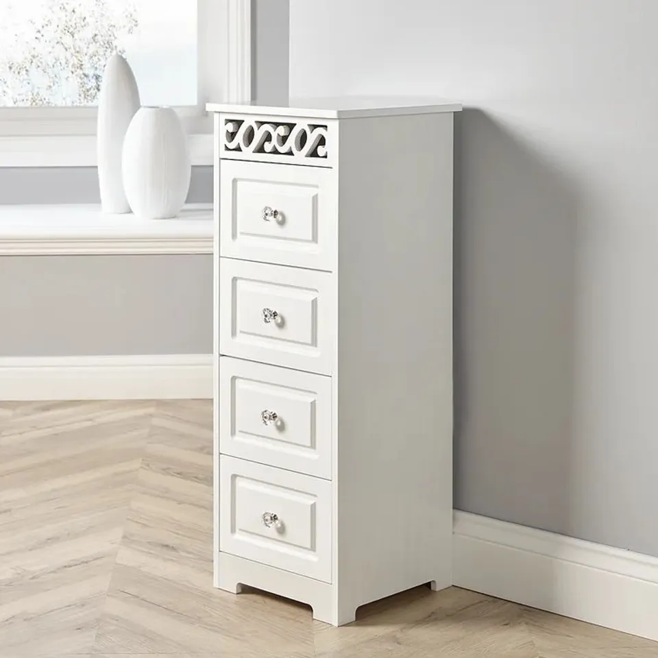 BOXED CHAMBERLAIN 4 DRAWER CHEST OF DRAWERS - WHITE (1 BOX)