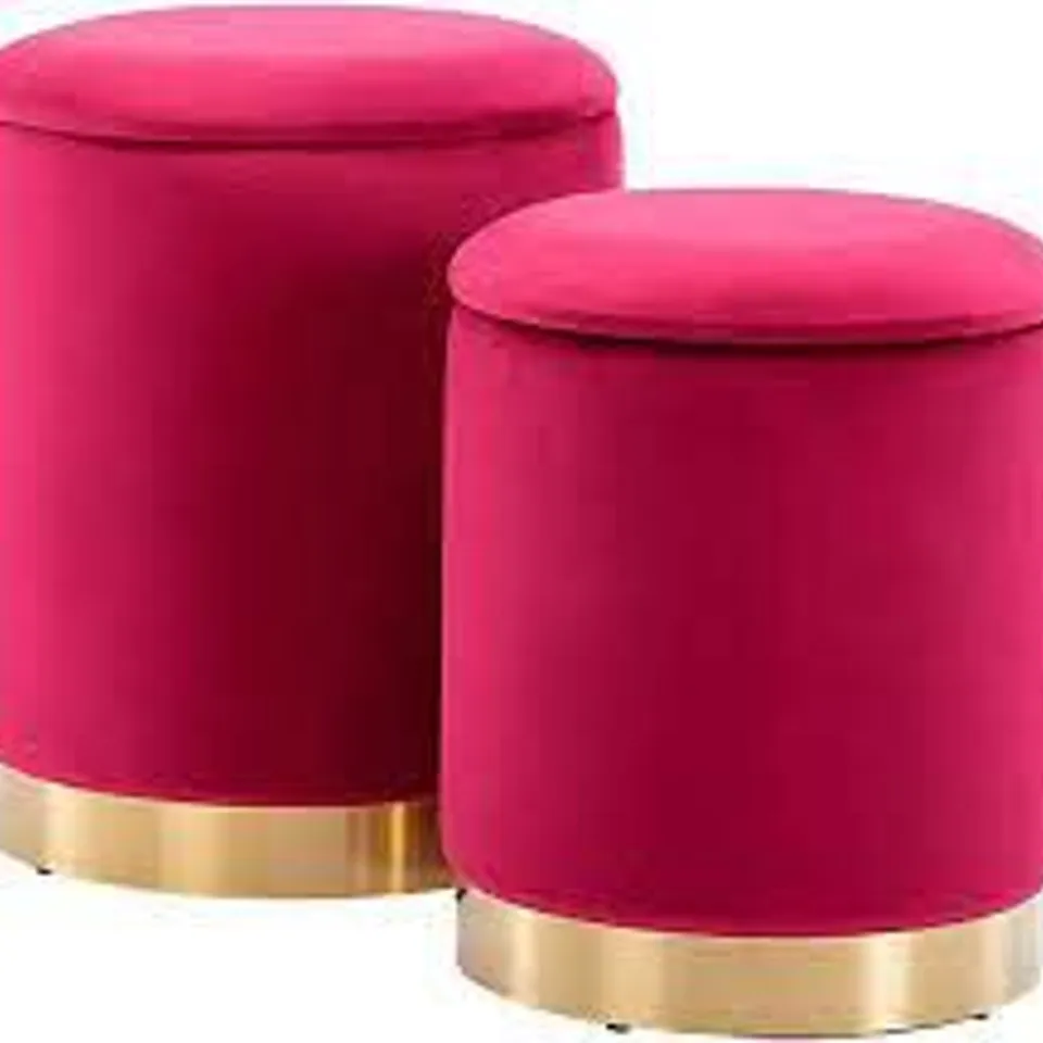 BOXED SET OF TWO STORAGE STOOLS BERRY