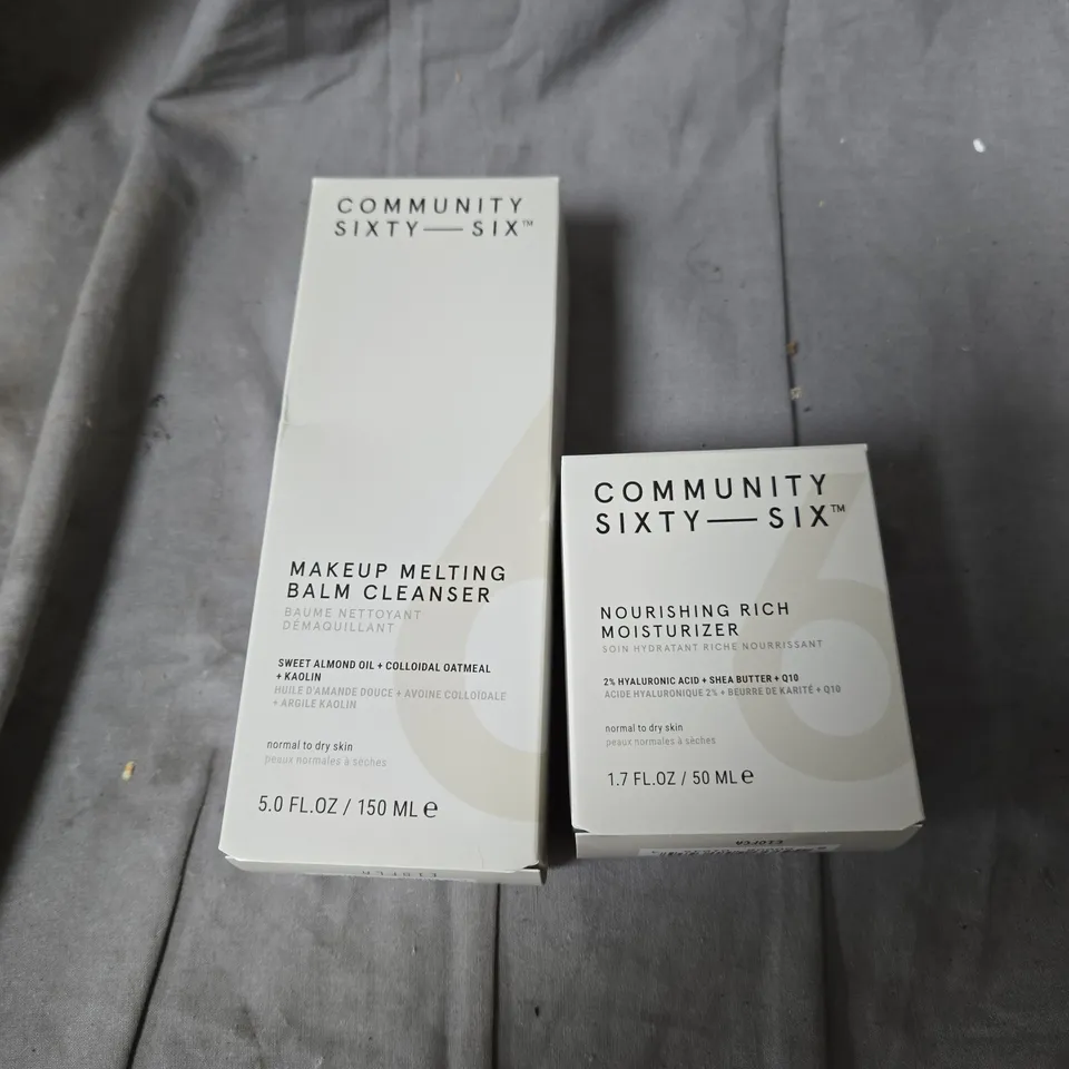 COMMUNITY SIXTY-SIX MAKEUP MELTING BALM CLEANSER 150ML + NOURISHING RICH MOISTURISER 50ML 