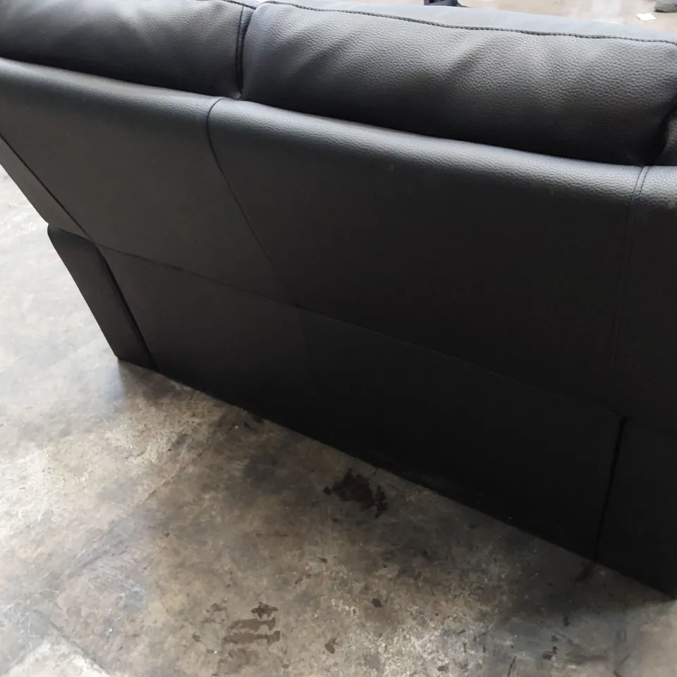 DESIGNER TWO SEATER SOFA BLACK FAUX LEATHER 