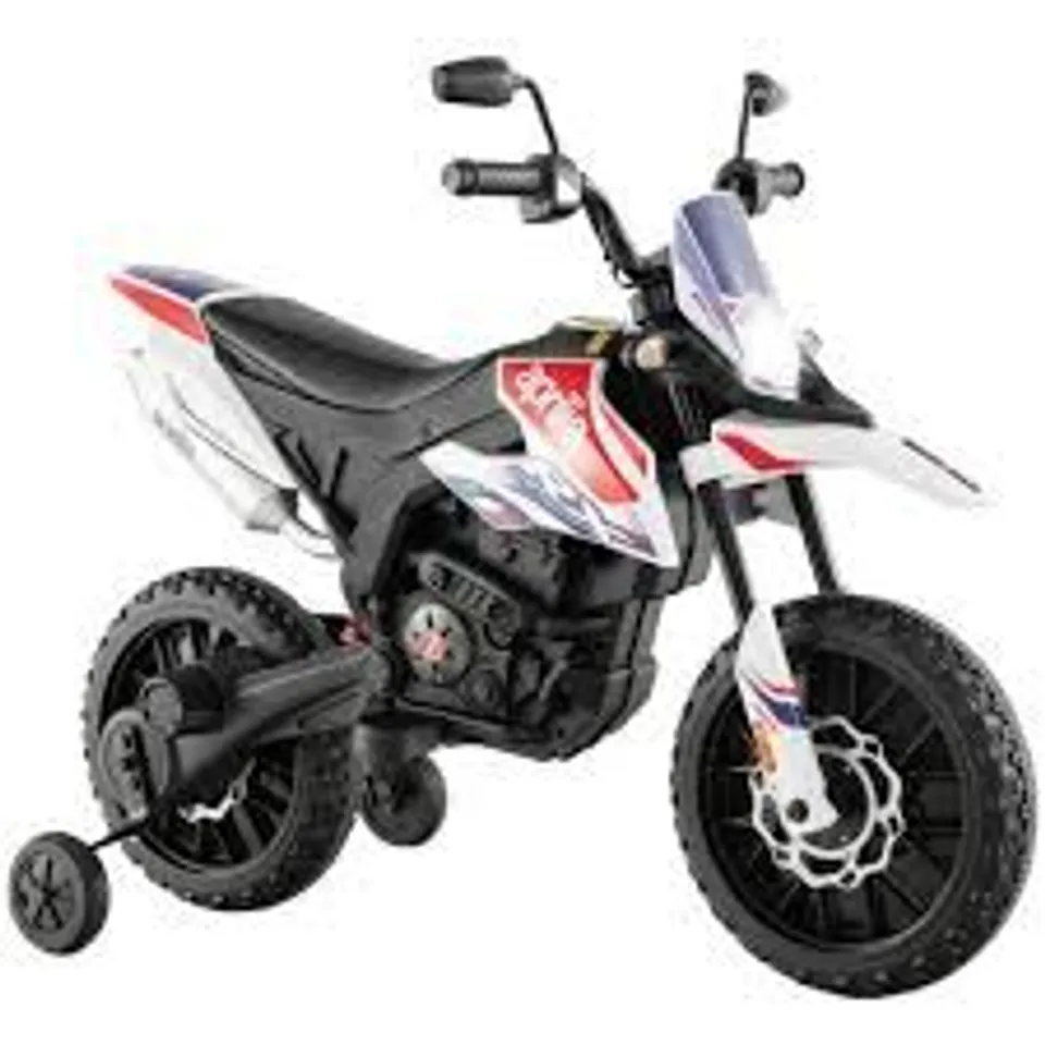 BOXED 12V BATTERY POWERED TODDLER MOTORBIKE WITH MUSIC FOR 3-8 YEARS OLD KIDS - WHITE