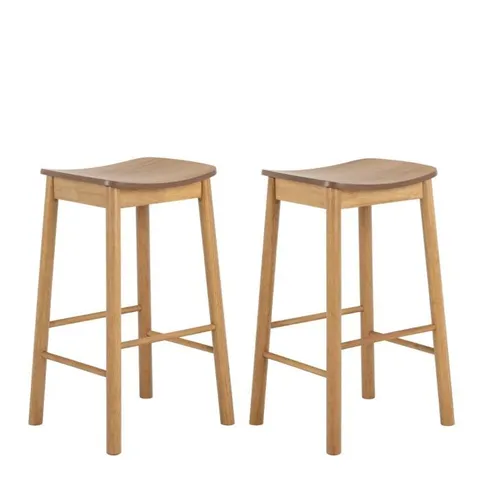 BOXED BARLOW BAR STOOL WITHOUT BACK IN MATT OAK SET OF 2
