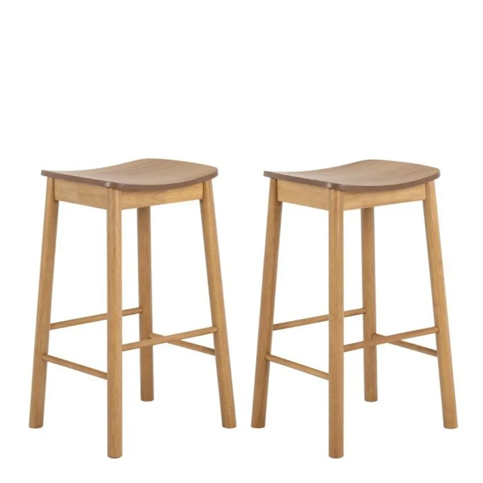 BOXED BARLOW BAR STOOL WITHOUT BACK IN MATT OAK SET OF 2