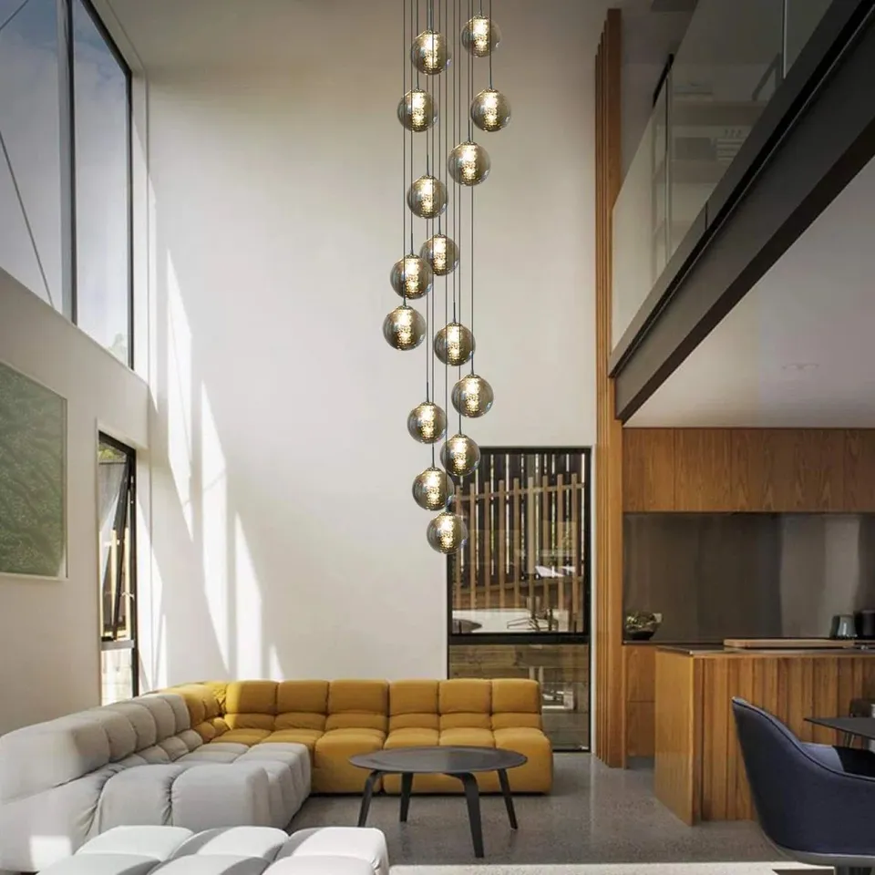 BOXED AMICE 15-LIGHT SILVER CLUSTER PENDANT 