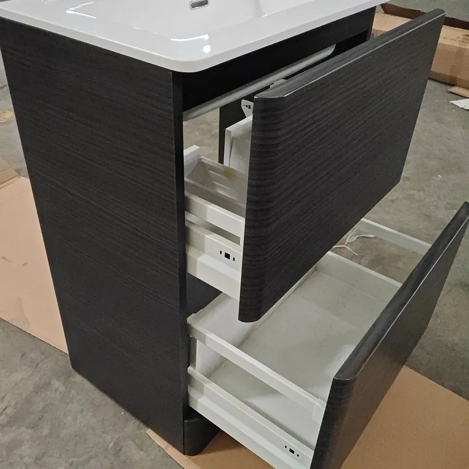 STYLISH FLOORSTANDING 2-DRAWER BATHROOM VANITY UNIT IN HACIENDA BLACK RRP £1520