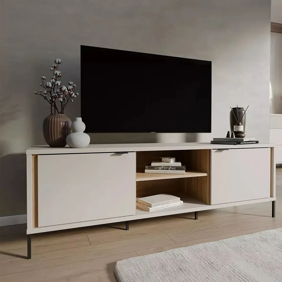 BOXED SERAVEL TV UNIT - SAND/OAK - FITS UP TO 70 INCH (1 BOX)