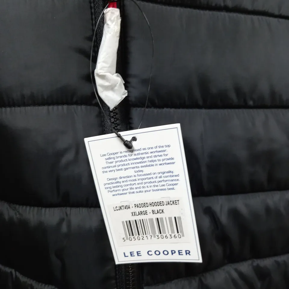 LEE COOPER PADDED HOODED JACKET IN BLACK - XXL