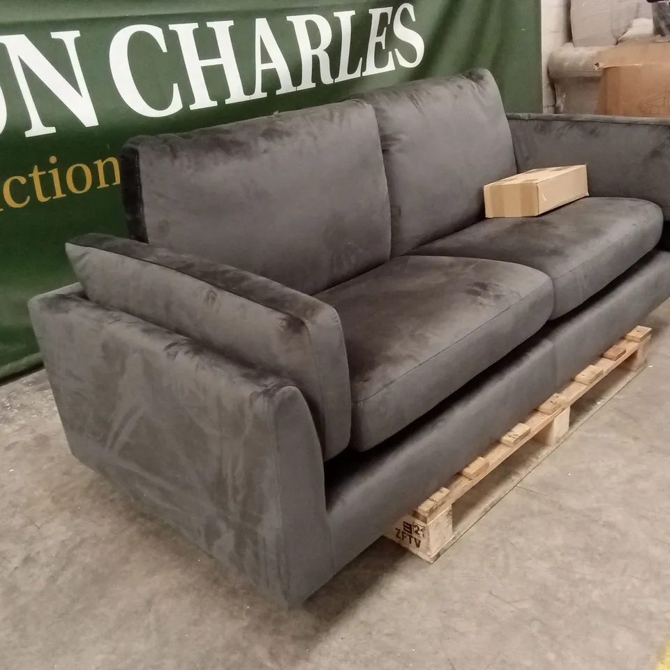 LUCIA 3 SEATER SOFA, CHARCOAL GREY HOUSE VELVET