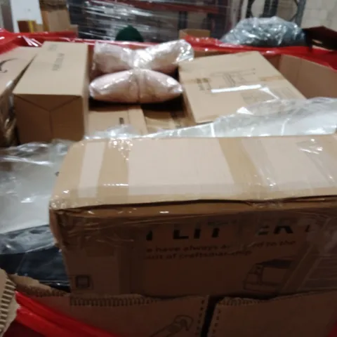 PALLET OF ASSORTED HOUSEHOLD GOODS AND PRODUCTS TO INCLUDE;BATH CHAIR, CUSHION,CAT LITTER TRAY