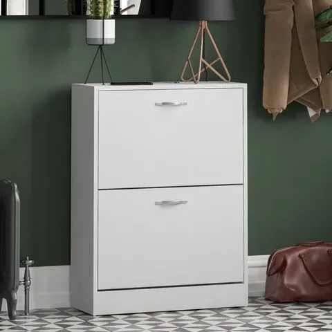 BOXED VIDA 2 DRAWER SHOE CABINET - WHITE (1 BOX)