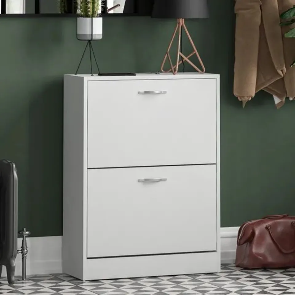 BOXED VIDA 2 DRAWER SHOE CABINET - WHITE (1 BOX)
