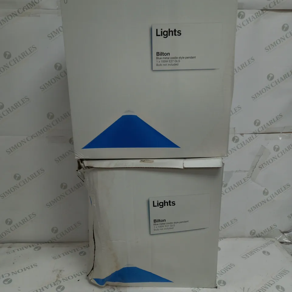 2 BOXED BILTON BLUE METAL COOLIE STYLE PENDANT